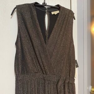 NWT 52seven Women’s Large Jumpsuit Black Gold Sparkle